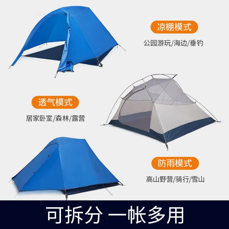 Verkaufen Hewolf Outdoor Camping Camp 2-4Persons Silikon Zelt Professionelle Ausrüstung Feld Doppel-schicht Regen-proof Aluminium PoleTent