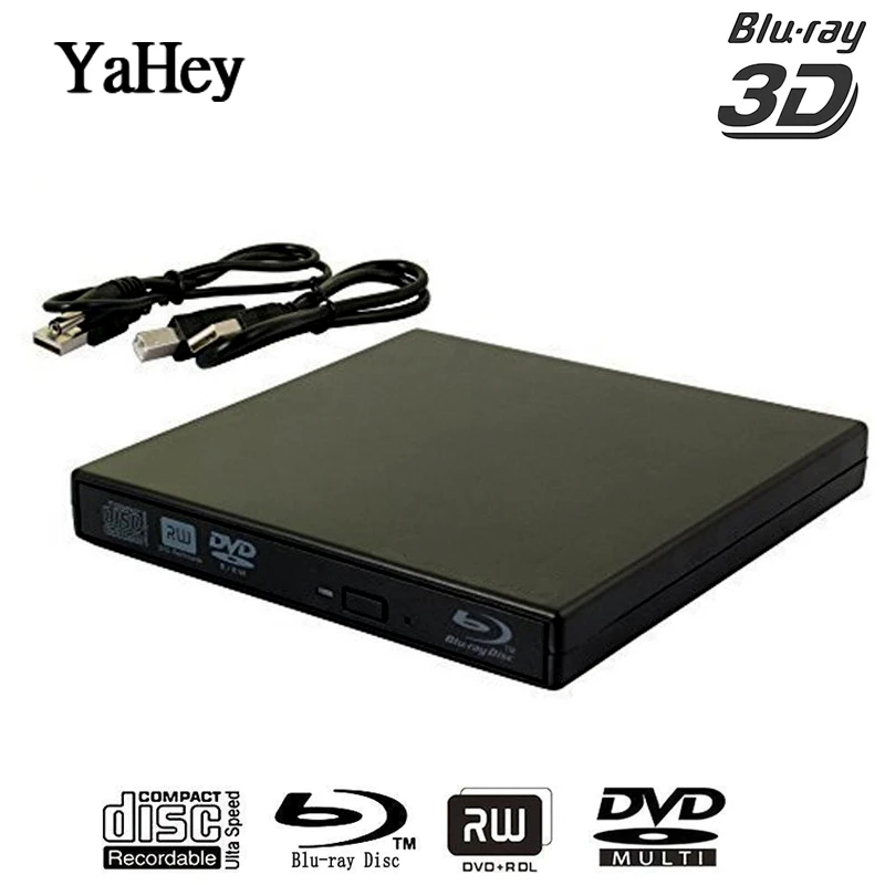 Bluray плеер Внешний USB 2 0 DVD привод Blu Ray 3D 25 г 50 BD R ROM CD/DVD RW записывающее устройство для