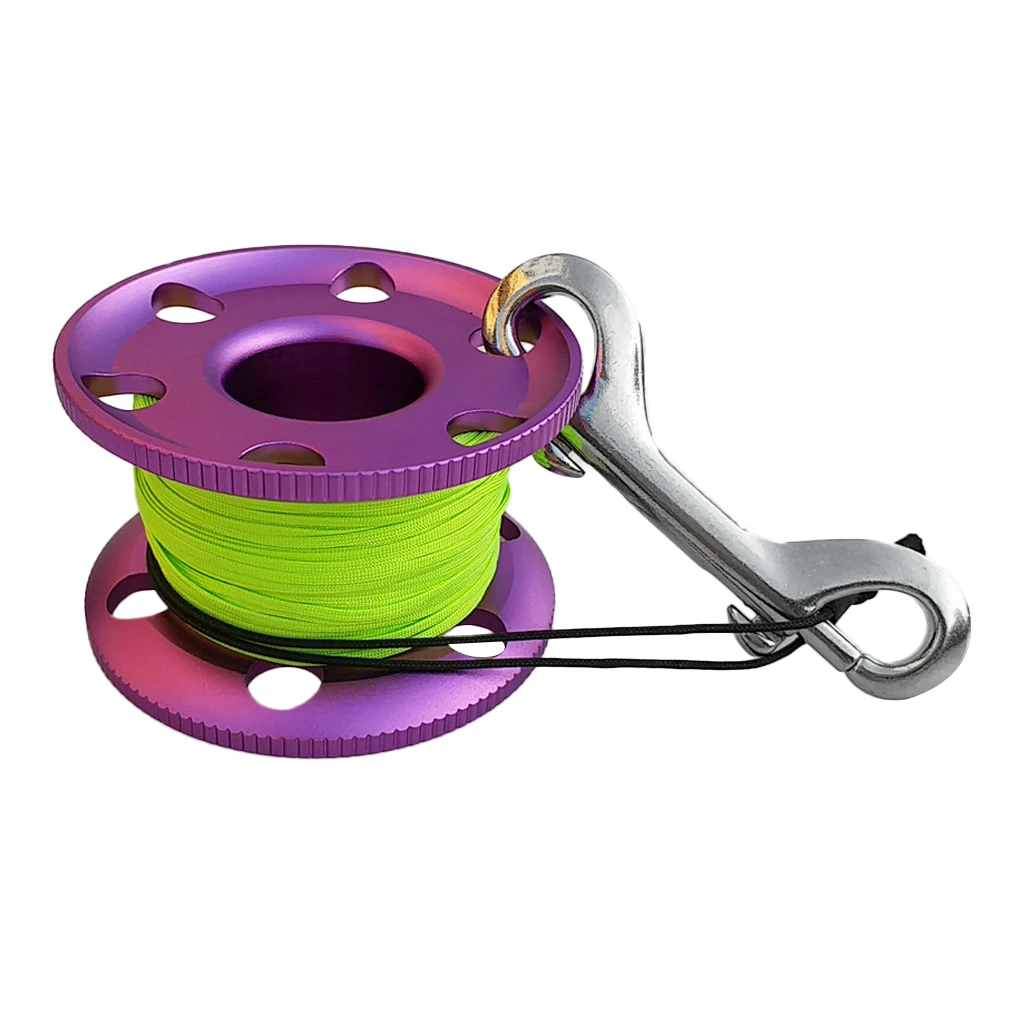 

Scuba Diving Finger Reel Tech Spool with 30m Line, Bolt Snap, Double Swivels - Strong, Lightweight & Portable