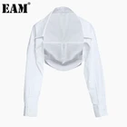 EAM Женская белая короткая блуза большого размера, новая свободная рубашка с v-образным вырезом и длинным рукавом, модная весенне-осенняя 2022 1Z826