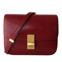 2022 New Lizard Pattern BOX Tofu Bags Real Leather Shoulder Messenger Portable Luxury Small Square Bag Women Fashion Trendy Bags