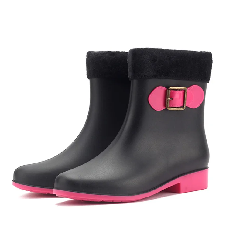 Женские непромокаемые ботинки до щиколотки для дождя с мультяшными животными