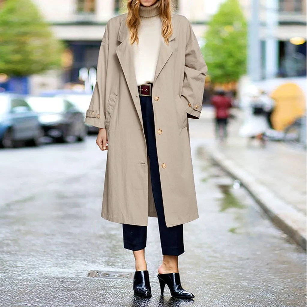 Осенне-зимний женский длинный теплый Тренч размера плюс Модный повседневный