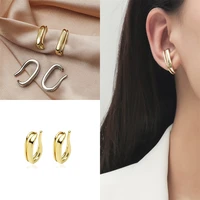 new fashion gold silver color metal ear clip no piercing geometric irregular ear cuff earrings for women trendy jewelry