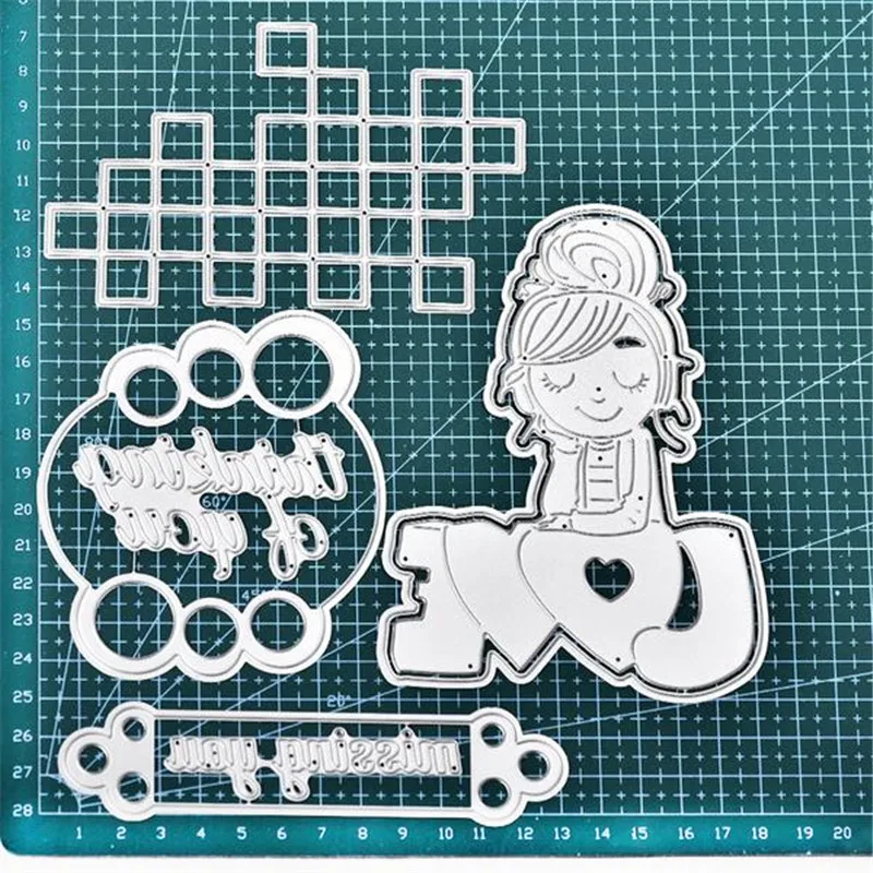 DiyArts штампы Missing You письмо девушка Бумага Ремесло Металл умереть для скрапбукинга