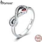 Женское Обручальное Кольцо BAMOER, кольцо на палец из серебра 100% пробы с прозрачным кубическим цирконием, украшение для свадьбы и Помолвки SCR415