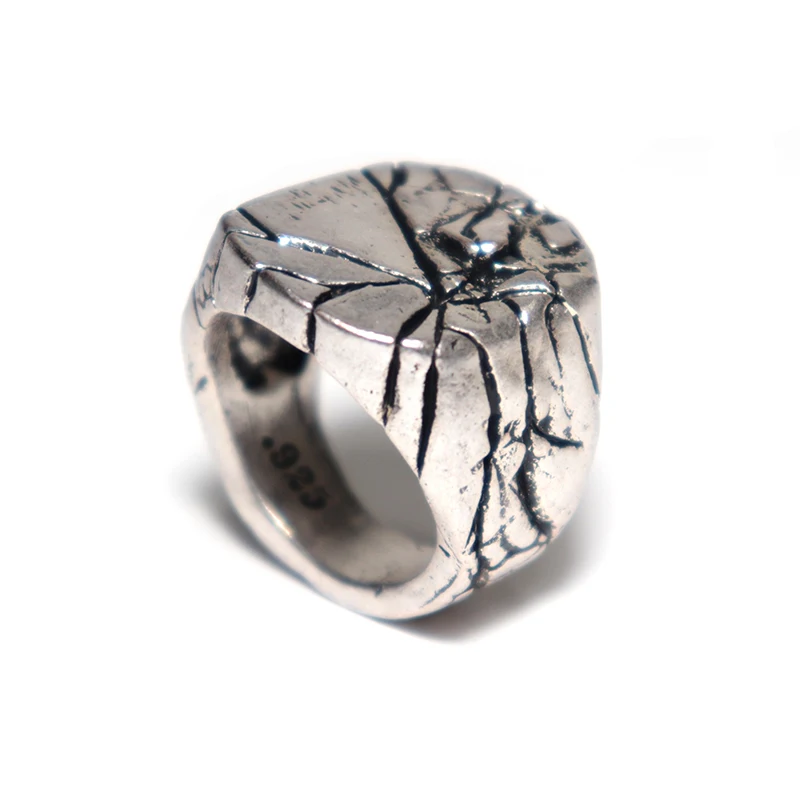 Punk Rock Ring Men Vintage Silver Color Rings Creative Earthquake Crack Design Single Camping Jewelry Accessories Gift | Украшения и