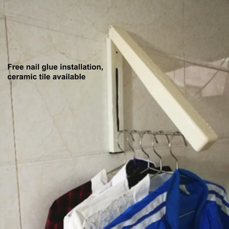 Wall Mounted Clothes Airer Washing Line Coat Shirt Dryer Folding/Pull Out Wall Hanger Space Saving Clothes Cupboard Storage Or