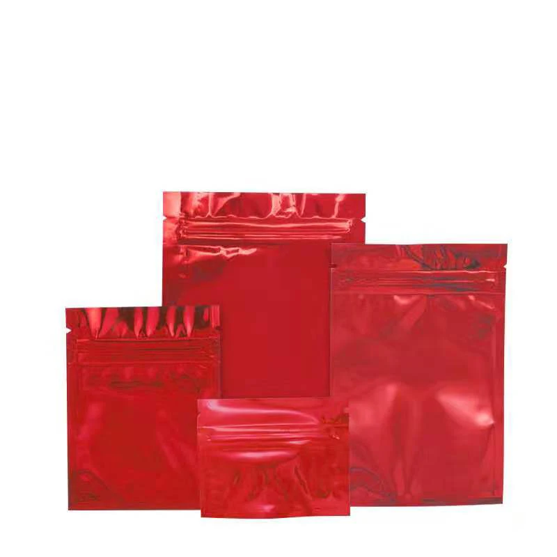 

1000Pcs Red Glossy Foil Food Packaging Bags Resealable Ziplock Pouches for Nuts Tea Coffee Bean Storage Sample Bag for Powder