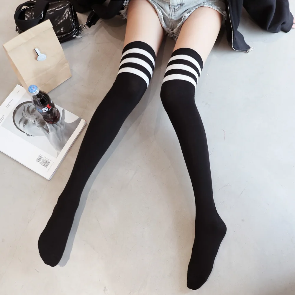 

Three-bar High Stockings Women Over The Knee Stockings Stockings Student Japanese Thigh Socks Women's Socks Halloween Black Sock