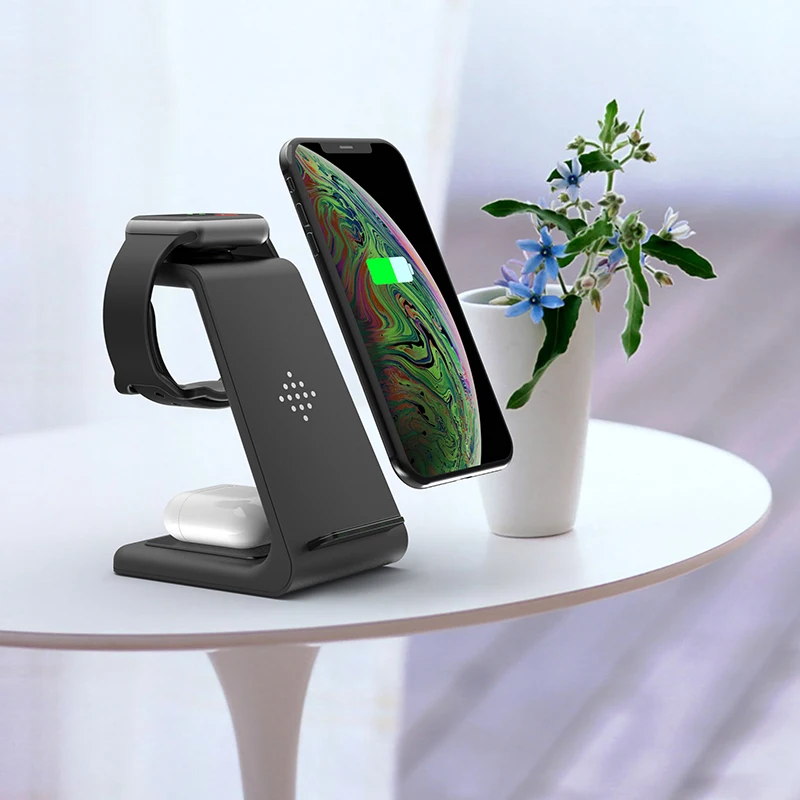 Новинка 3 в 1 QI 10 Вт Type-C Беспроводное зарядное устройство для iphone Apple Watch Airpods Qi S10