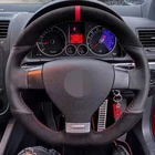 Чехол рулевого колеса автомобиля DIY черного цвета из натуральной кожи и замши, для Volkswagen VW Golf 5 (V) Golf Plus поло Jetta Passat вариант Tiguan