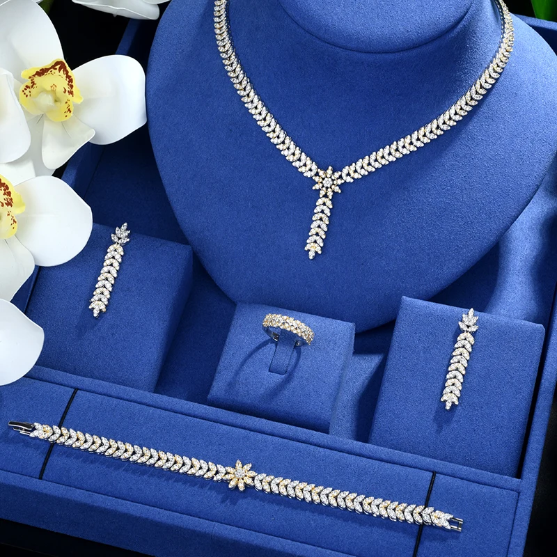 Be 8 изысканный женский 2 тона большой костюм комплекты украшений кубического