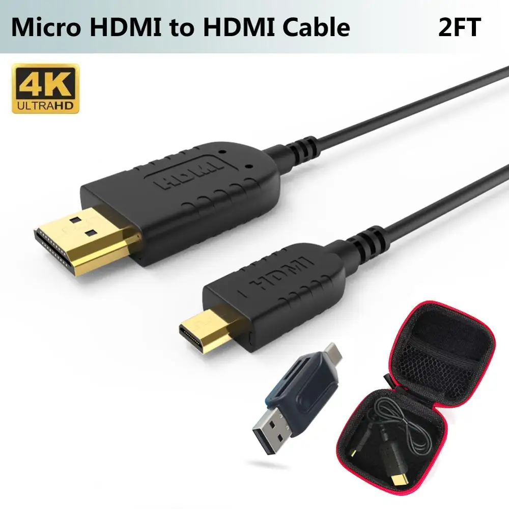FOINNEX ультратонкий гибкий Micro HDMI к кабель 2FT для Gimbal GoPro Hero 7 черный камера Canon
