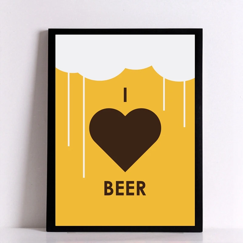 Картина на холсте винтажный постер с пивом картина надписью Я люблю пиво для бара