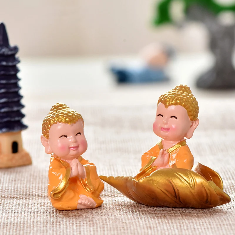 BAIUFOR милый маленький Монах Будда Maitreya фэн-шуй фигурки зеленых растений рокеры