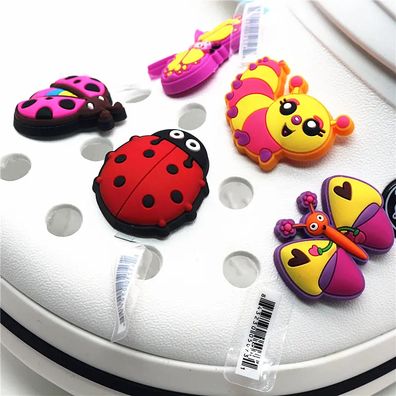 High Imitation Butterfly&Ladybug Shoe Accessories Novelty 1pcs Garden Shoe Original Charms Decorations fit Croc JIBZ Kids Gifts