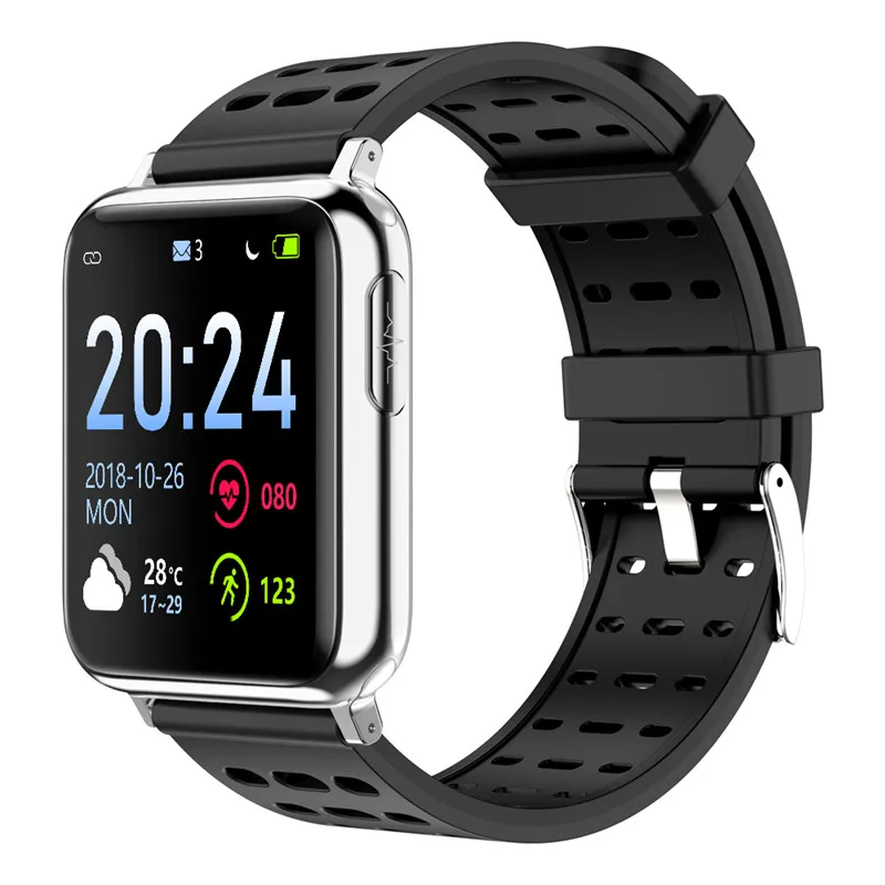 silver black Спортивные Смарт-часы Для мужчин ECG+ PCG сердечного ритма крови-Давление Смарт-часы с мониторингом IP67 водонепроницаемый для xiaomi IPone X HUAWEI телефон - Цвет: silver black