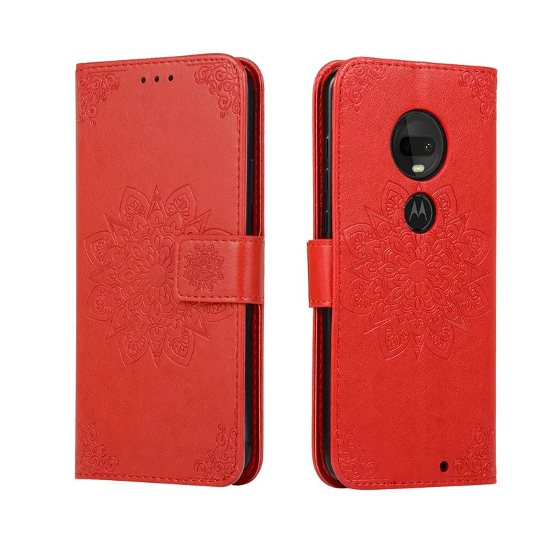 Embossed Flip Wallet Leather Case For Motorola Moto G7 Plus Play Power Fundas E5 G6 Cover Etui Back Capa |