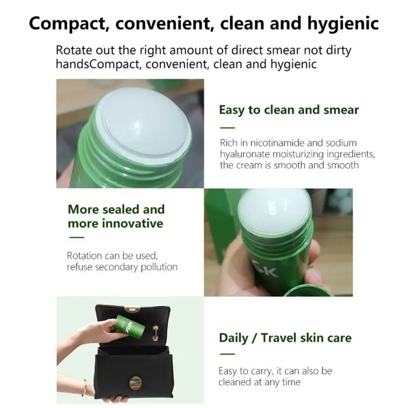

Green Tea Purifying Clay Stick Mask, Eggplant Purifying Clay Stick Mask Face Moisturizes Oil Control Deep Clean Pore