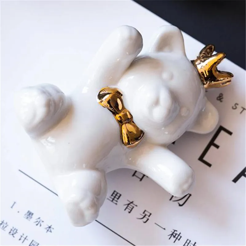 

Bear White Plating Animal Figurine Abstract Geometric Style Ceramic Fashion Sculpture Home Office Room Desktop Decoration Gift