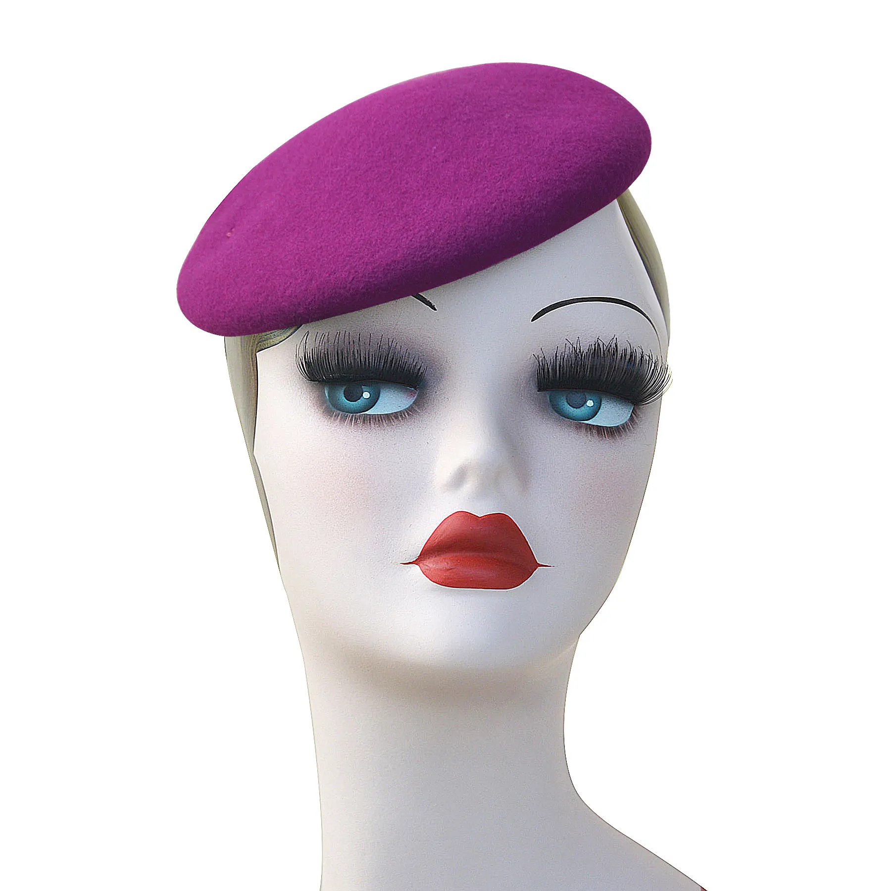Hot Pink Женские шляпы-федоры очарование круглая пуговица войлочная коробочка для таблеток шляпы Дамская Шляпка база Коктейльная церковная Свадебная шляпка берет шапочки A227 - Цвет: Hot Pink