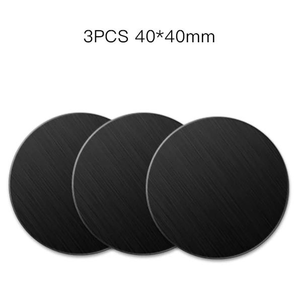 3PCS Round Black ACCEZZ 10 шт./5 шт./3 шт. металлическая пластина-диск железный и прямоугольный лист наклейка для магнитного мобильного телефона держатель для магнита автомобильный Стенд крепление - Цвет: 3PCS Round Black