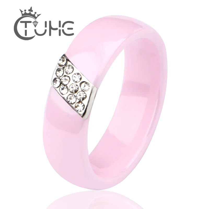 

Красочные керамические кольца для женщин розовый синий желтый три ряда Стразы Кольца из нержавеющей стали вечерние 2021 тренд ювелирные изде...