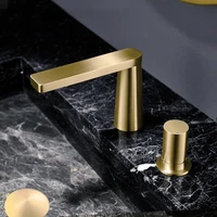 basin faucets brushed gold brass bathroom sink mixer faucet single handle 2 hole modern black bathbasin counter mixer taps