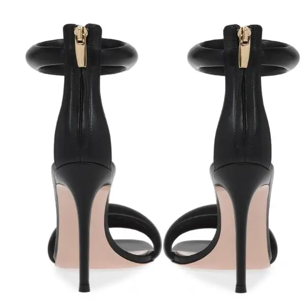 Прямая поставка золотые черные однотонные босоножки из овечьей кожи на молнии