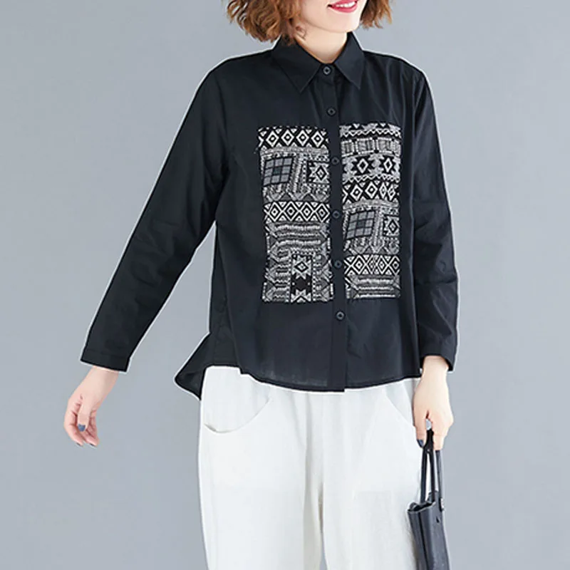 Винтажная комбинированная рубашка женская блузка размера плюс 4XL офисная блуза с