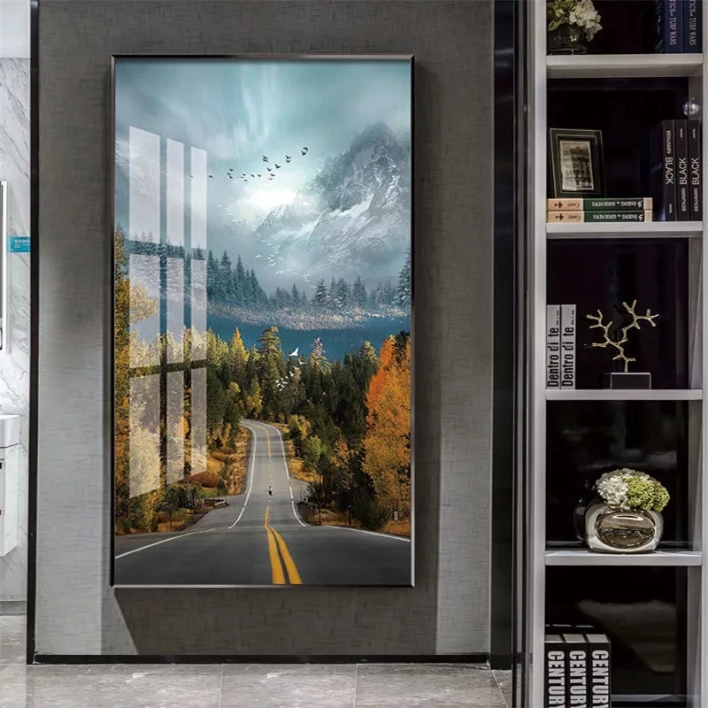 

Canvas Painting Wall Art Realistic Natural Landscape Posters and Prints Snow Mountain & Highway Scenery Pictures Home Decoration