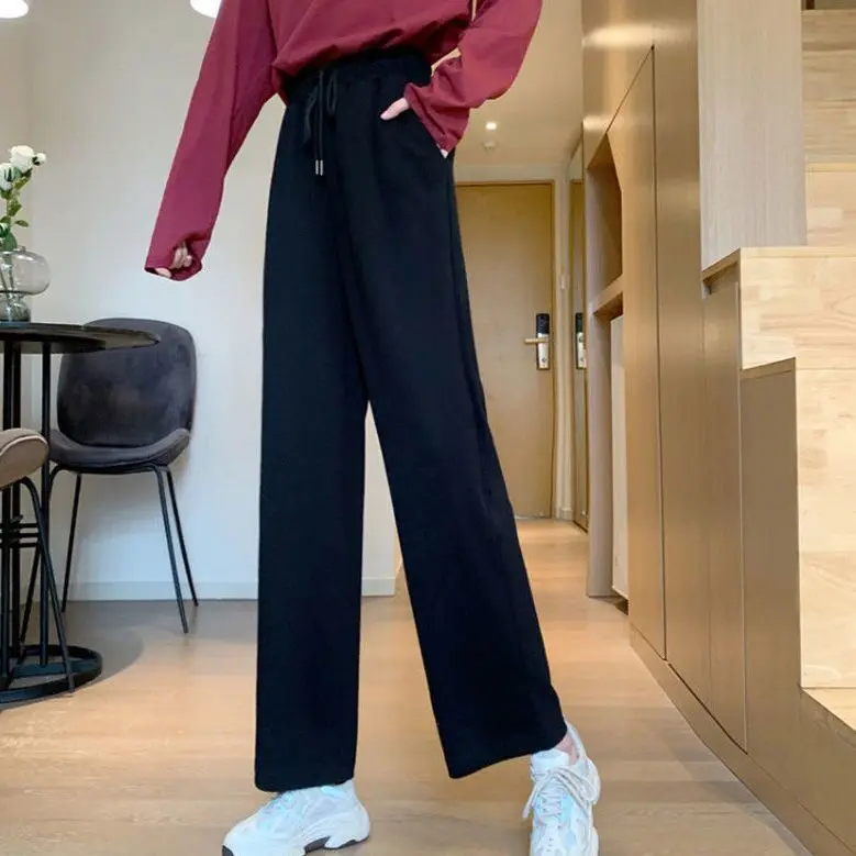 

2021 new grey leisure wide leg pants for female students