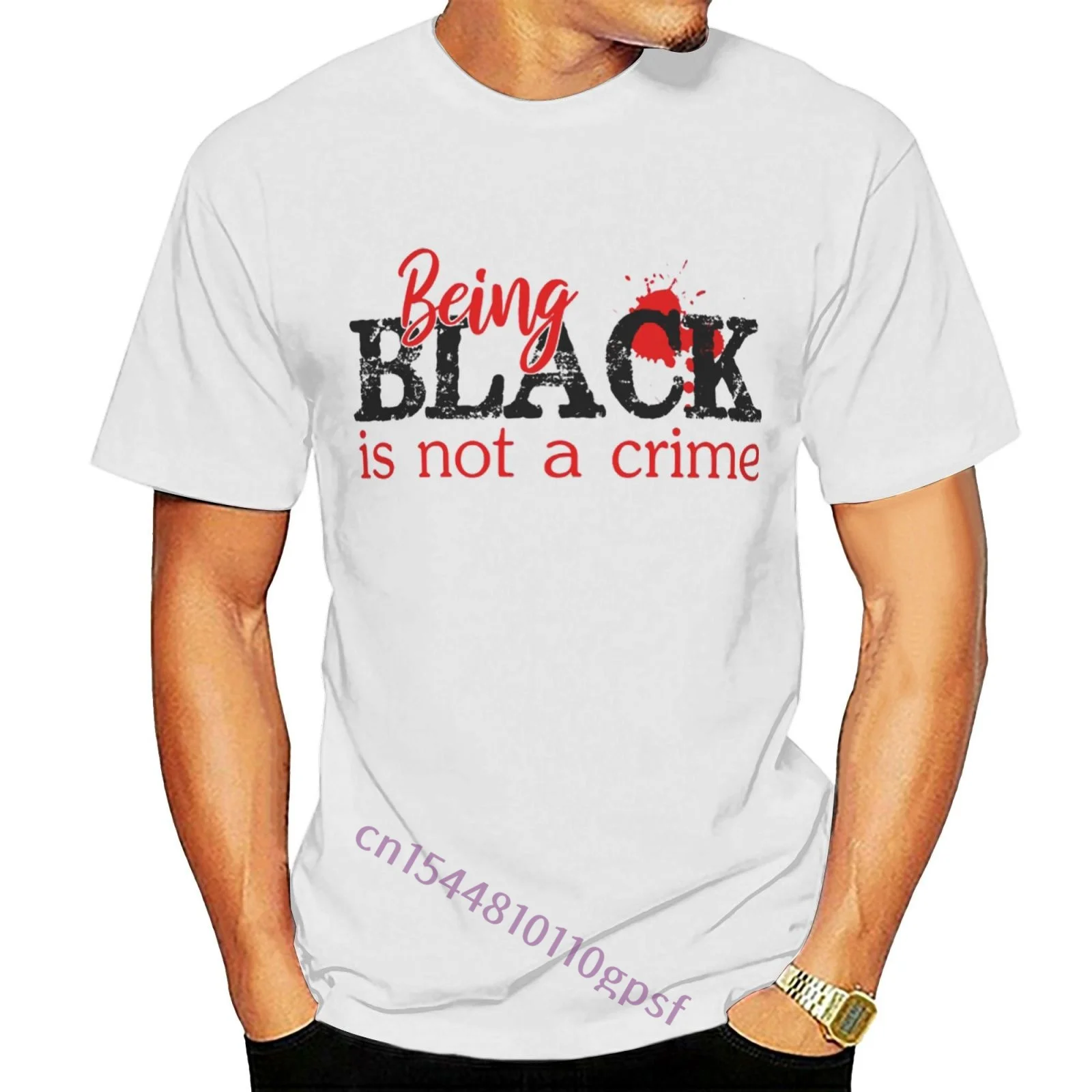 

Bieng Black Is Not A Crime White T-shirt Men T Shirt Round Collar Short Sleeve Tee Shirts Top Tee