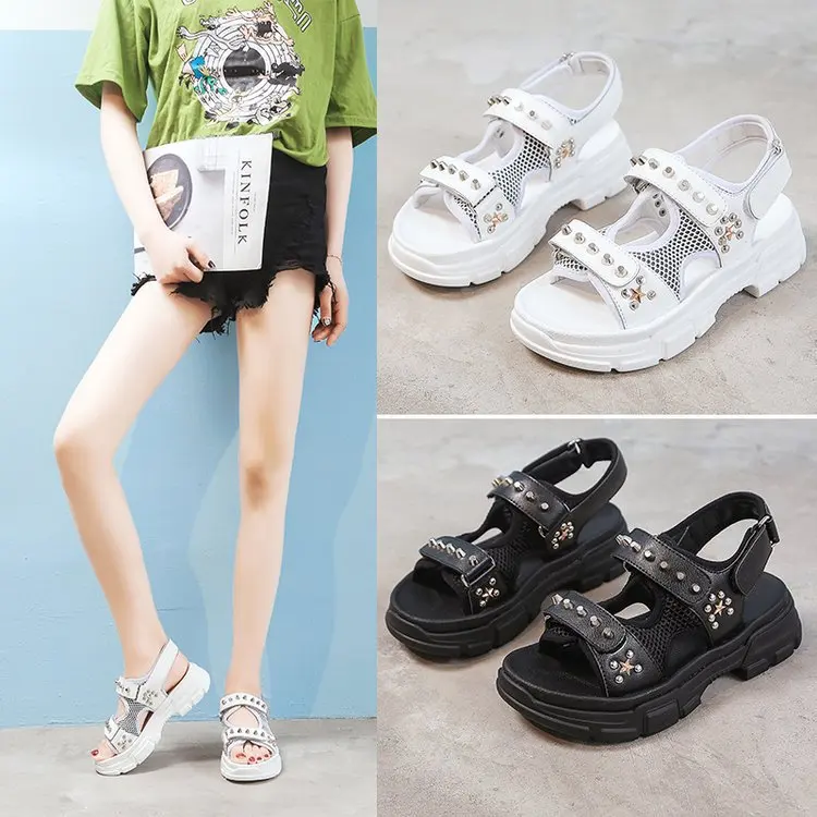 Женские кожаные сандалии-гладиаторы effgt на плоской платформе с заклепками