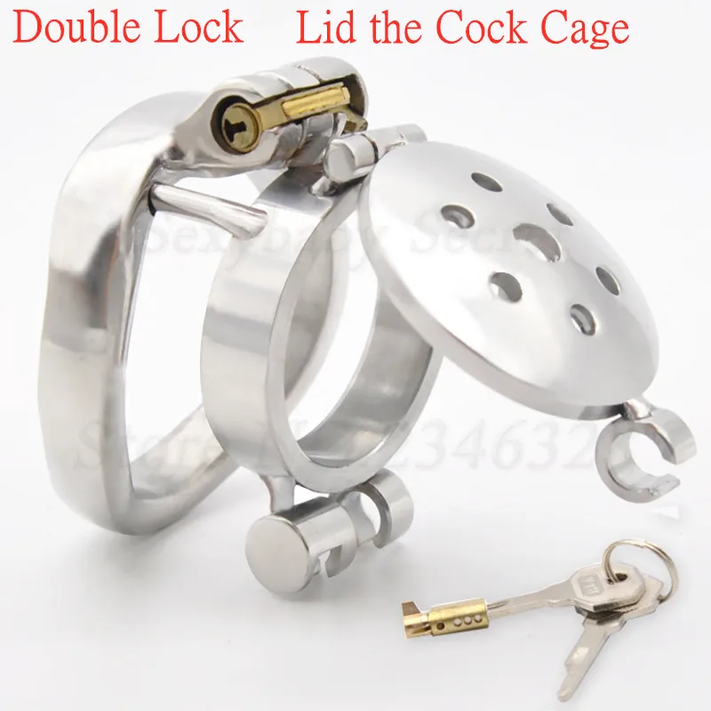 Клетка на пенис из нержавеющей стали с двойным замком кольца Пояс верности