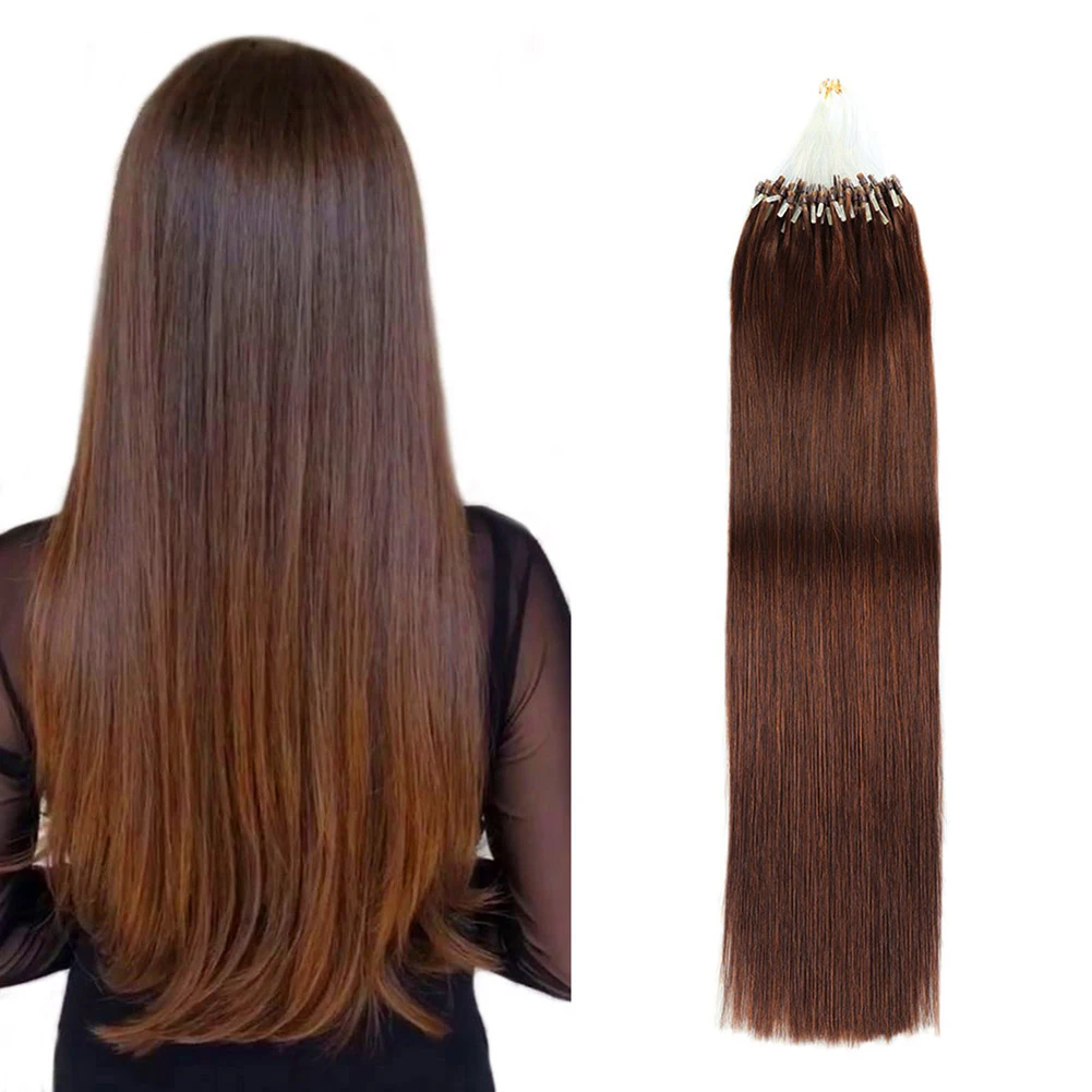VHair 18 дюймов человеческие волосы для наращивания на микро кольцах Натуральные