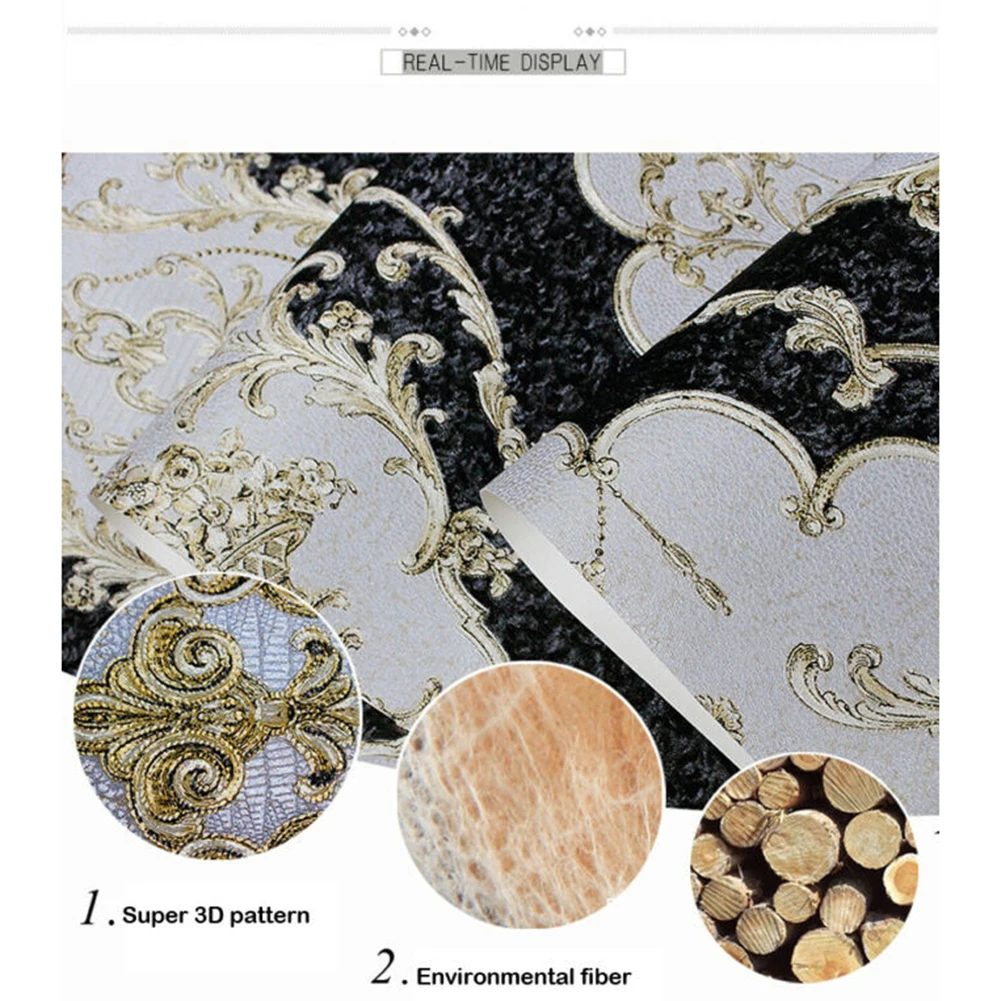 Черные золотые настенные Стикеры Дамаск водонепроницаемые фрески наклейки 1