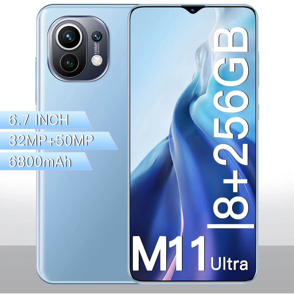 

Latest Smartphone M11 Ultra 10core 6.7 inch 6800mAh Android 11 5G 8+256GB 32MP+50MP Dual SIM HD Screen Face Fingerprint ID