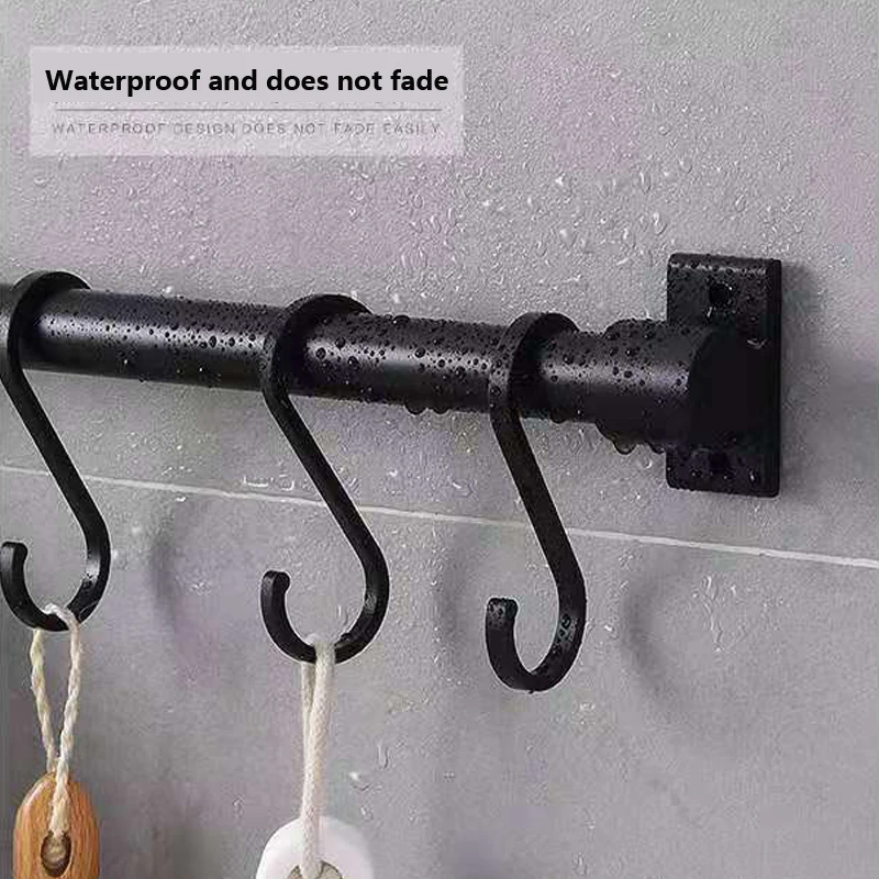 

Self-Adhesive Wall Hook Storage Shelf Multifunction Kitchen Items Storage Towel Rack With Removable Hooks Bathroom Accessories