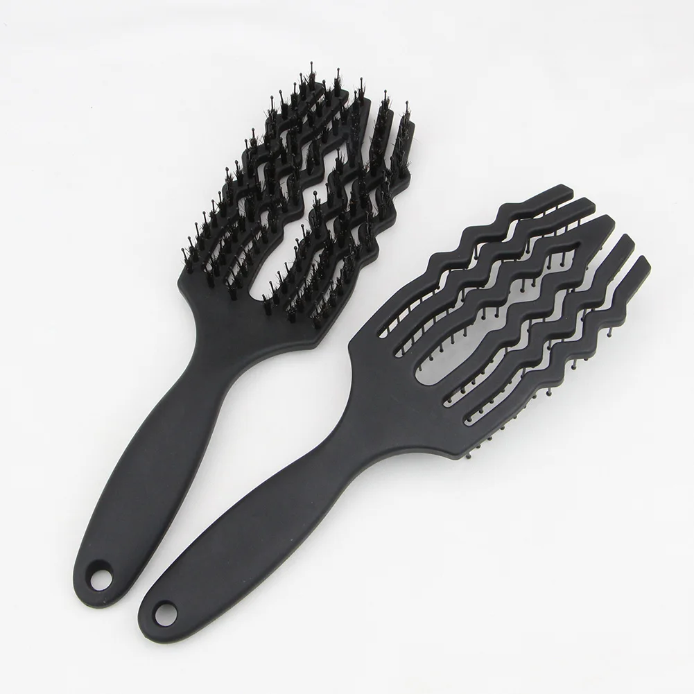 

Girls Hair Styling Comb Curved Hair Brush 6-Row Vent Bristle Comb Non-Slip Handle Scalp Massage Wet Dry Curly Hairdressing Tool
