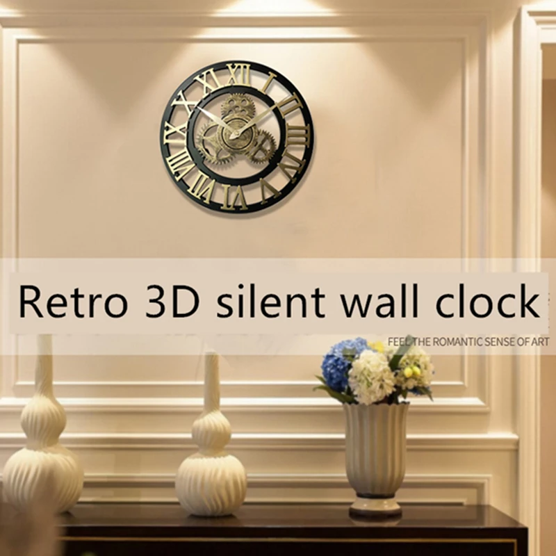 

34cm / 40cm / 50cm / 60cm / 70cm industrial gear wall clock decorative wall clock industrial style wall clock mute