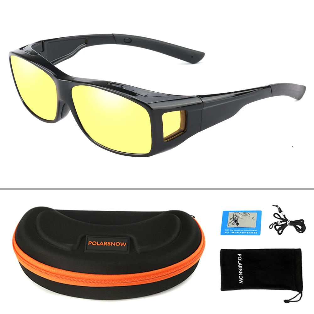C3 POLARSNOW, поляризационные, подходят для солнцезащитных очков, которые покрывают близорукость, очки, носить поверх солнцезащитных очков, Прямоугольная оправа с боковыми линзами - Цвет линз: C3