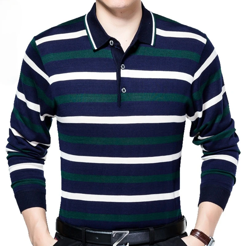 

2021 Long Sleeve Striped Polo Shirt Men Cotton Streetwear Polos Shirts Mens Dress Tee Shirt Poloshirt Camisa Pol Clothes