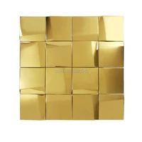europe luxury 1 box 11pcs gold stainless steel mosaic tile for wine cabinet decor wall panels for background wall decorative