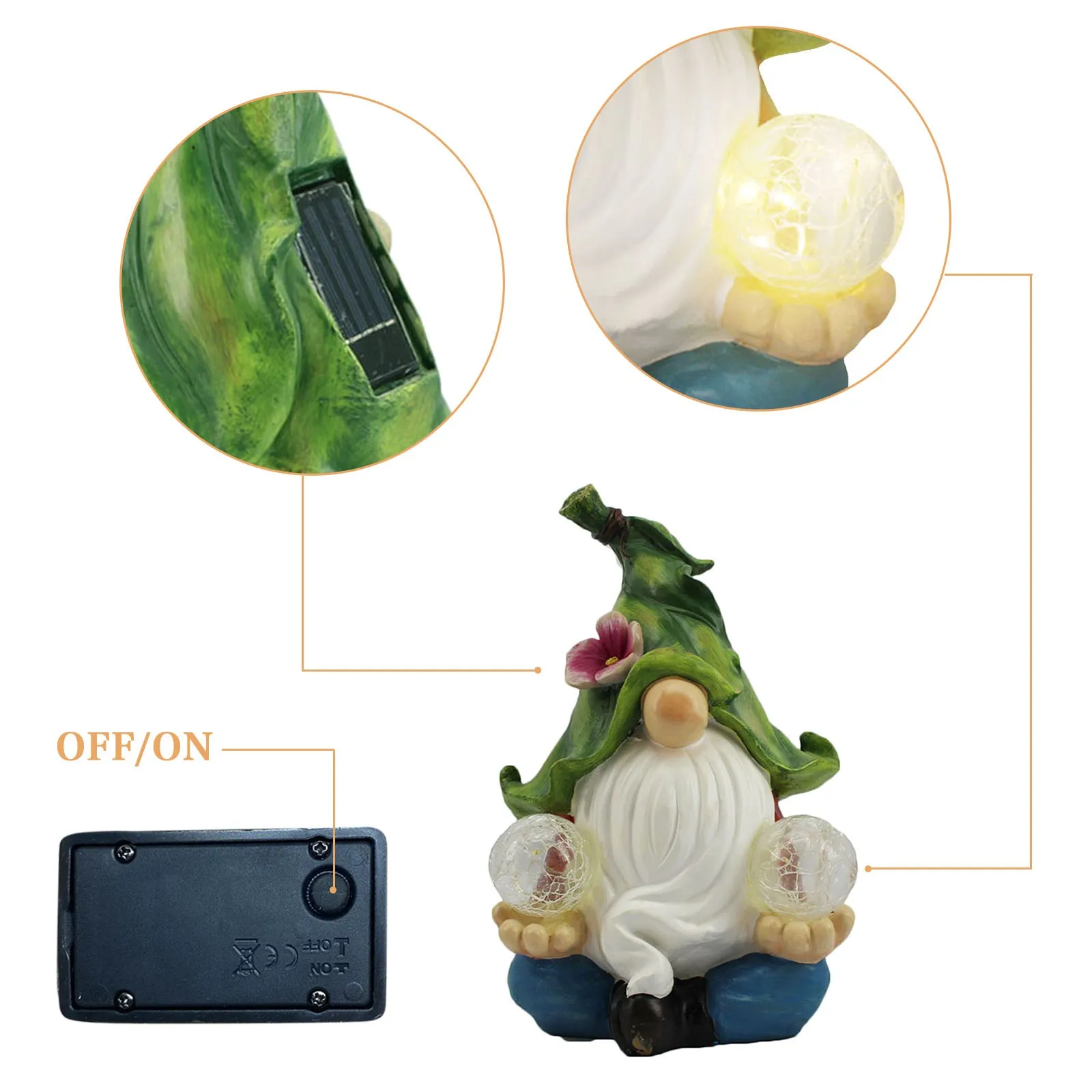 

Resin With Solar LED Light Garden Dwarf Dwarf Statue Decoration