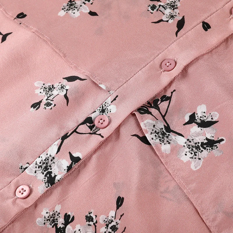 

POKWAI Women's 100% Silk Blouses Long-Sleeve Shirts Bat Sleeve Slim Fashion Sweet Top