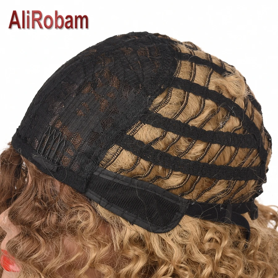 AliRobam афро кудрявые парики для черных женщин коричневые смешанные синтетические