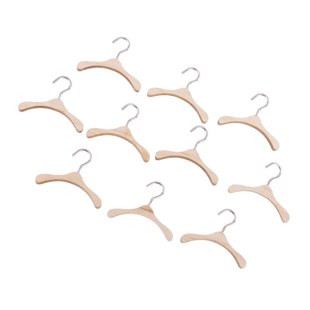 

10 Pcs Wooden Dolls Clothes Hangers Coat Dress Hanger for Dolls