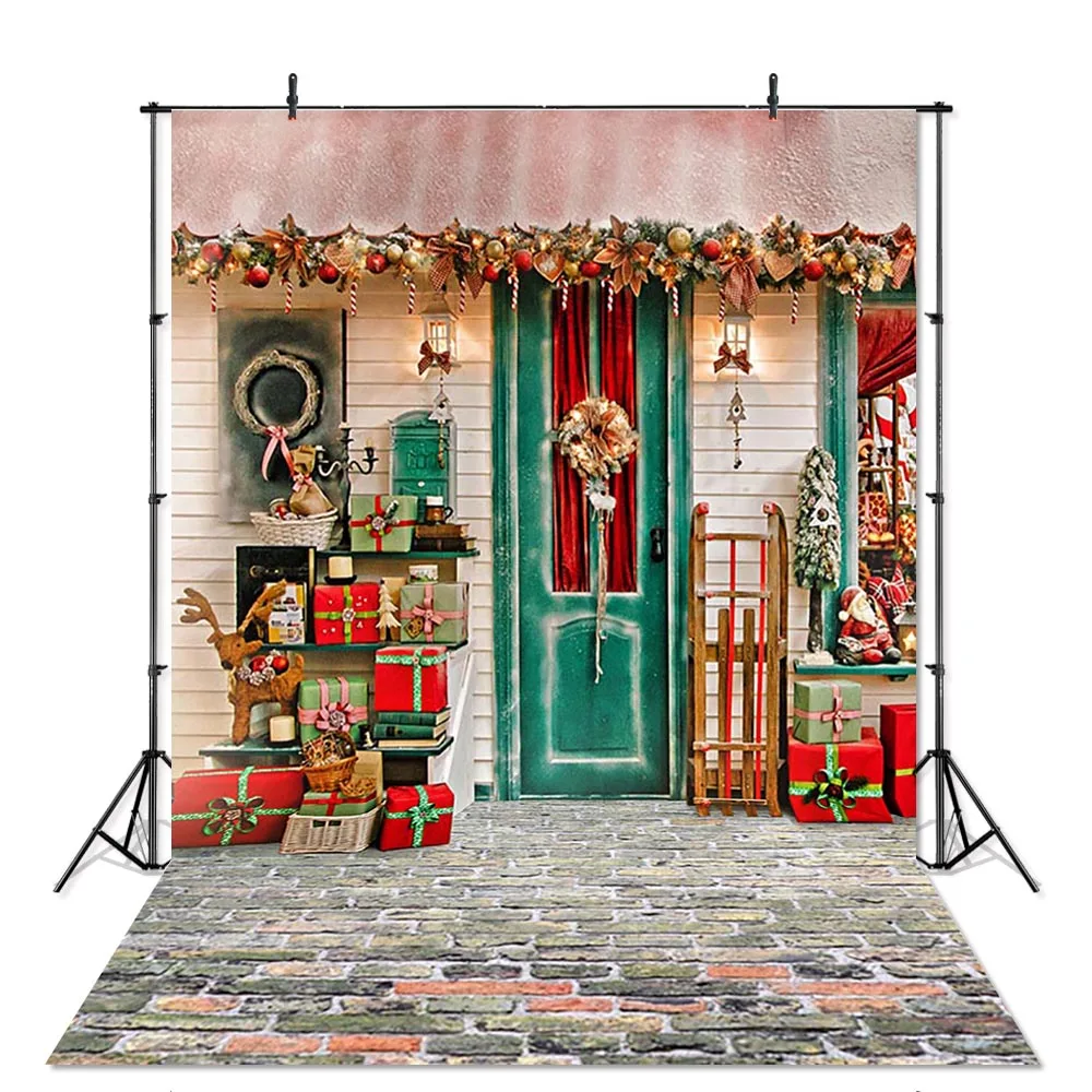 Shop Рождественский фон для портретной фотографии зимнее украшение фото стенд фон для фотографической печати - Цвет: Shop